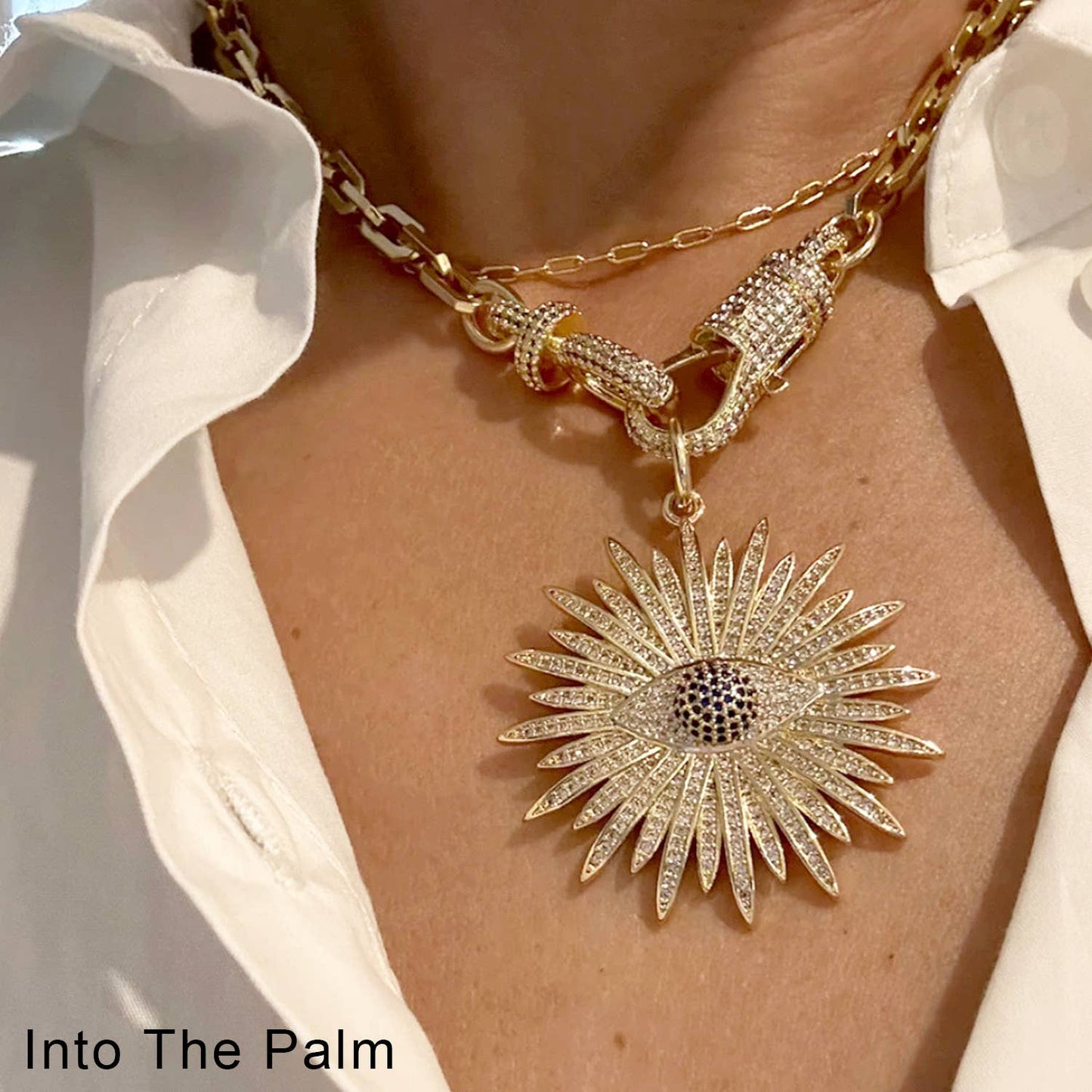 Love, Lisa - Elaine Elegant Pave Clasp Necklace: Gold / 16"