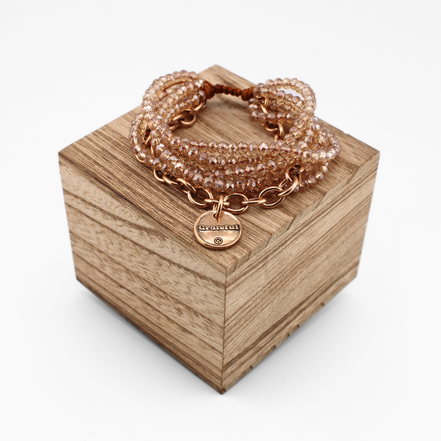 GRATEFUL | Multi-strand Bracelet with Chain: Gold / Beige