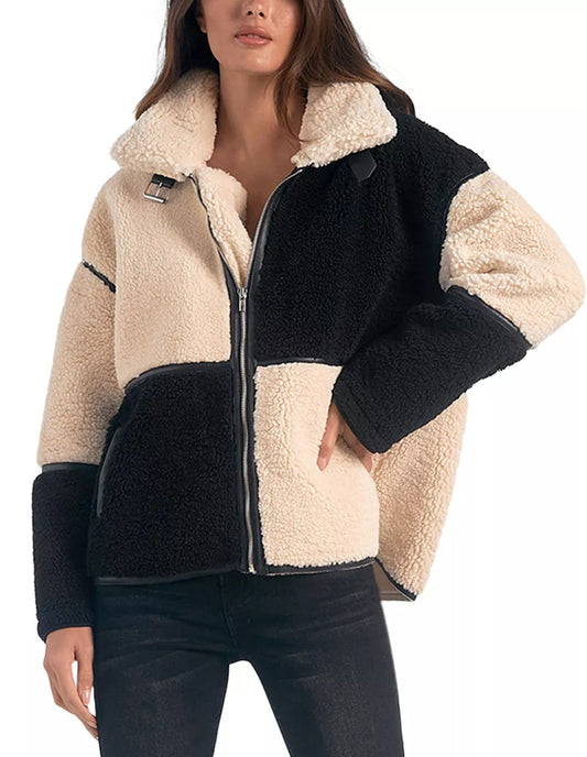 Faux Fur Colorblocked Coat
