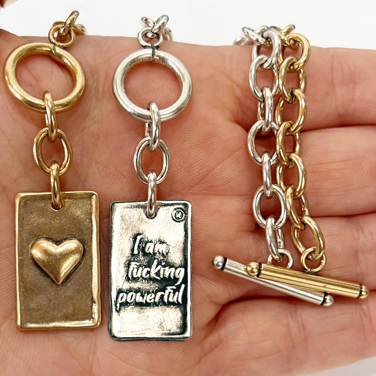 Katia Designs - CHOOSE YOUR MESSAGE | RECTANGLE | Chain Bracelet: Silver / BE YOU / S (7.5")