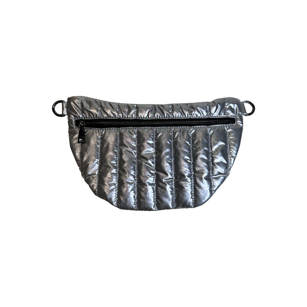 Reese Quilted Sling/Waist Bag w/Black Resin Chain & 2" Solid Silver