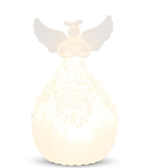 4.25in Frosted Ribbed Glass LED Angels w/beads