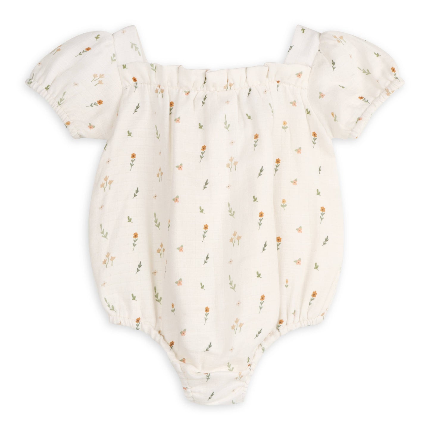 Viverano Organics - Boho Floral Bubble Baby Romper (Organic Muslin): NATURAL