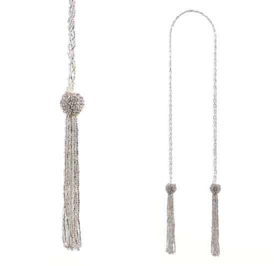 3” Silver Beaded Garland w/Tassels