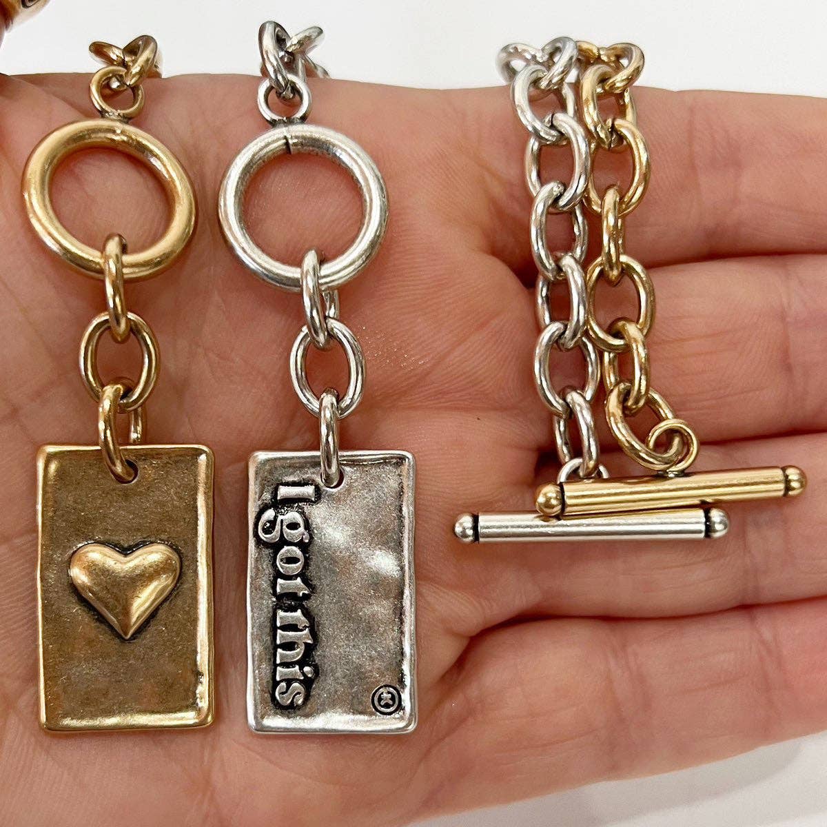 Katia Designs - CHOOSE YOUR MESSAGE | RECTANGLE | Chain Bracelet: Silver / BE YOU / S (7.5")