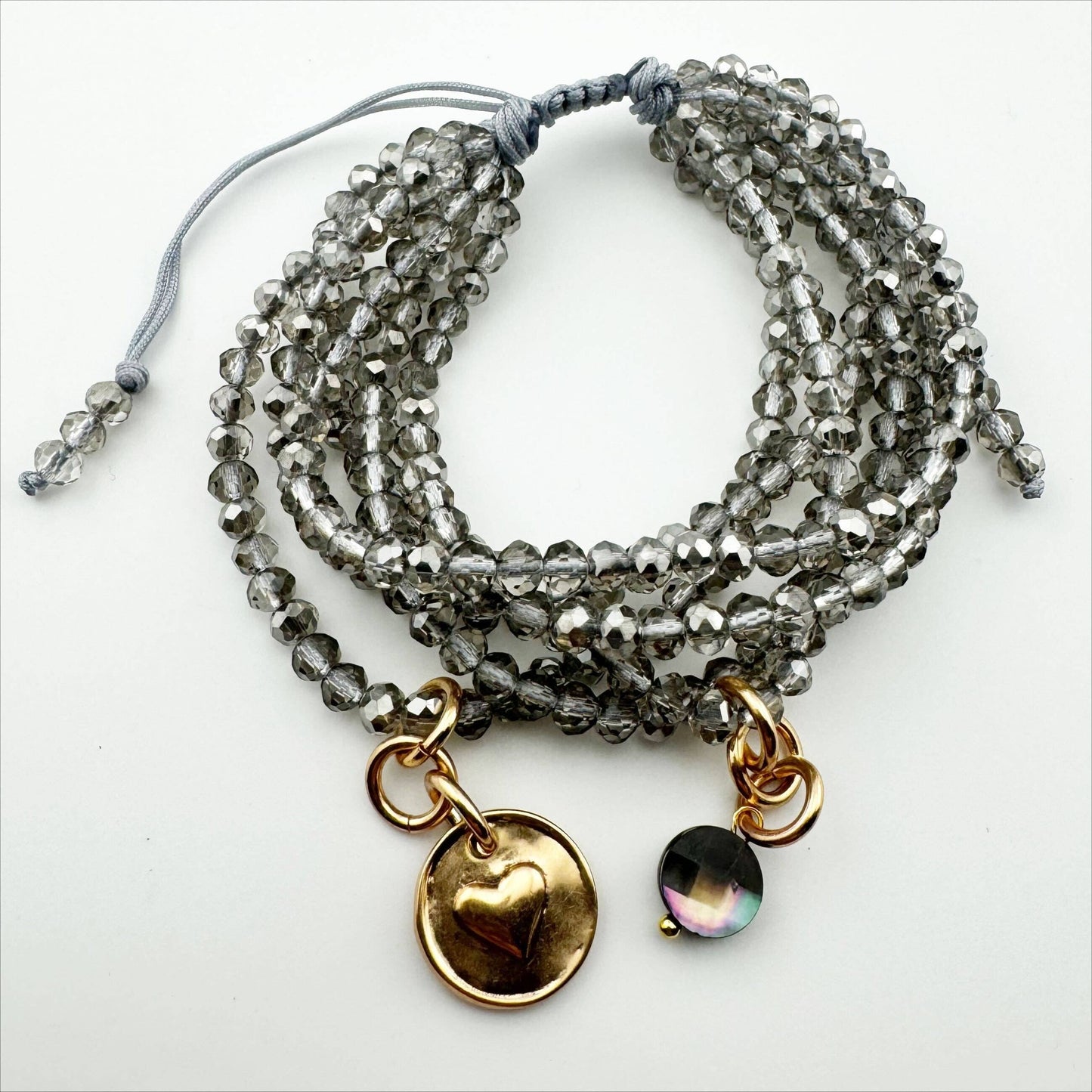 Katia Designs - BREATHE | HEART | Multi-Strand Bracelet: Silver-gray/black lip pearl / Silver