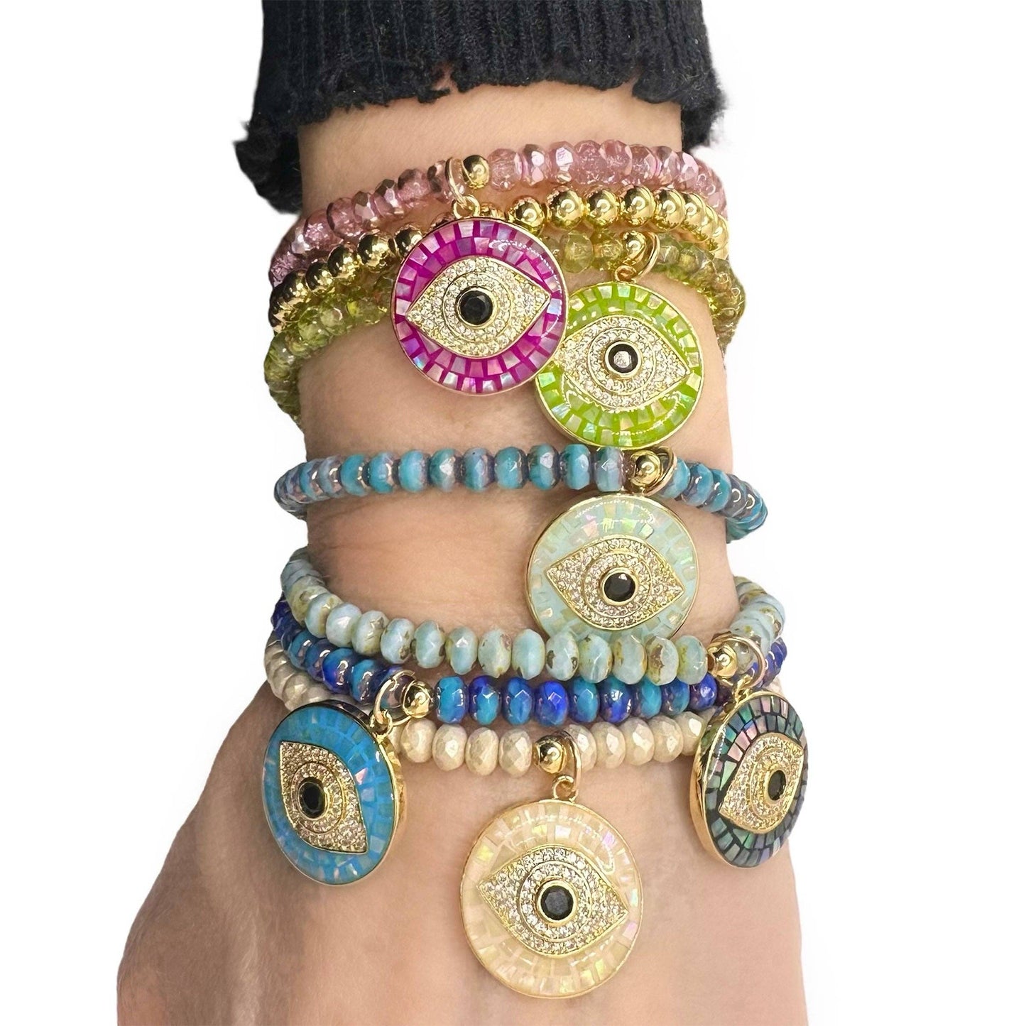 Harper Mosaic Evil Eye Bracelet: Pink