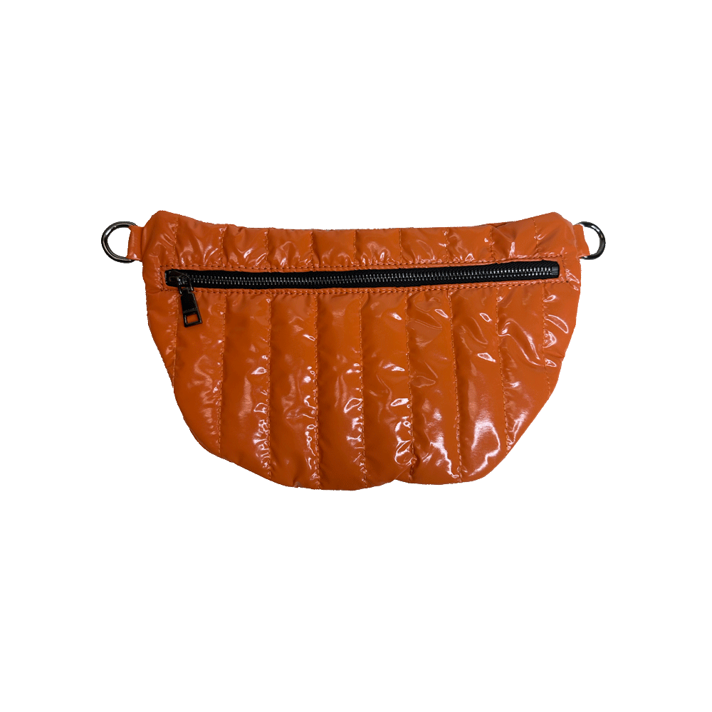 Reese Quilted Sling/Waist Bag w/Black Resin Chain & 2" Solid: BLACK