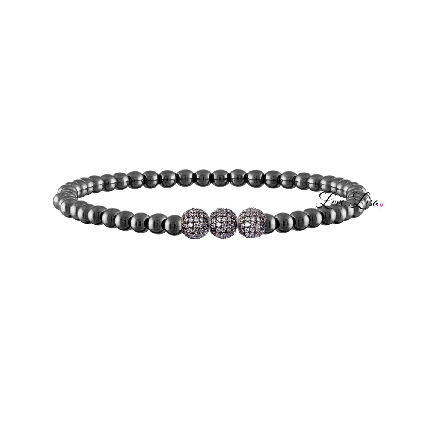 Love, Lisa - Robin Sparkling Cubic Zirconia Triple Pave Stretch Bracelet: Gold