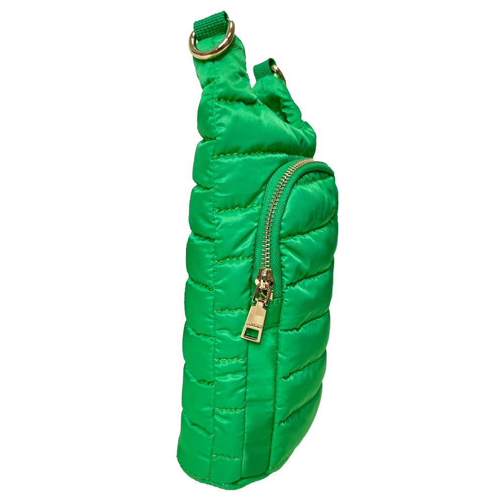 Emma Quilted Puffy Water Bottle Holder w/2" Solid Strap: NAVY