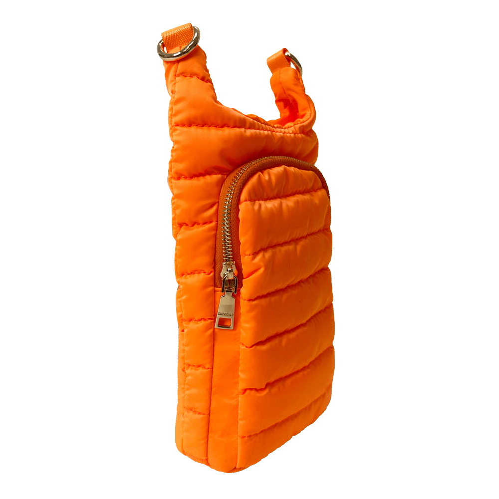 Emma Quilted Puffy Water Bottle Holder w/2" Solid Strap: NAVY