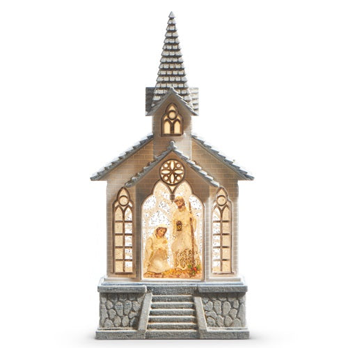 11.25” Holy Family Musical Lighted Water Church