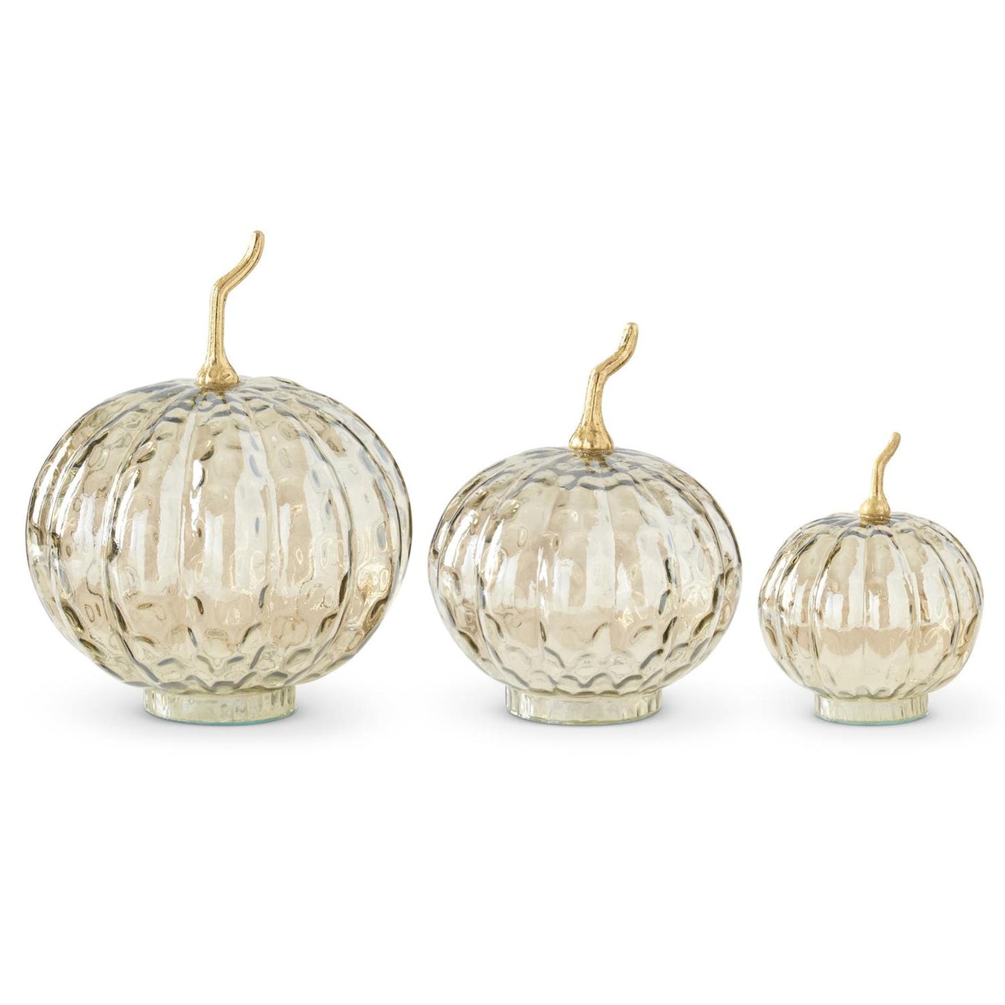 Wavy Glass Pumpkins w/Metal Stem