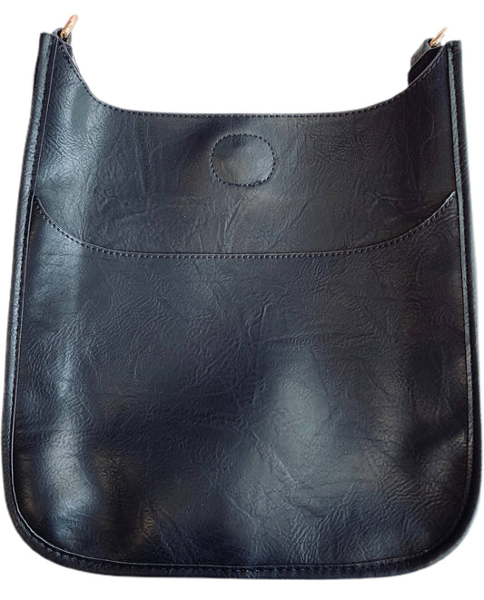 VEGAN Leather Classic Messenger-NO STRAP ATTACHED-ASSORTED: Black w/Gold Hardware
