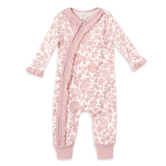 Tesa Babe - Pink Embroidery Zippered Romper