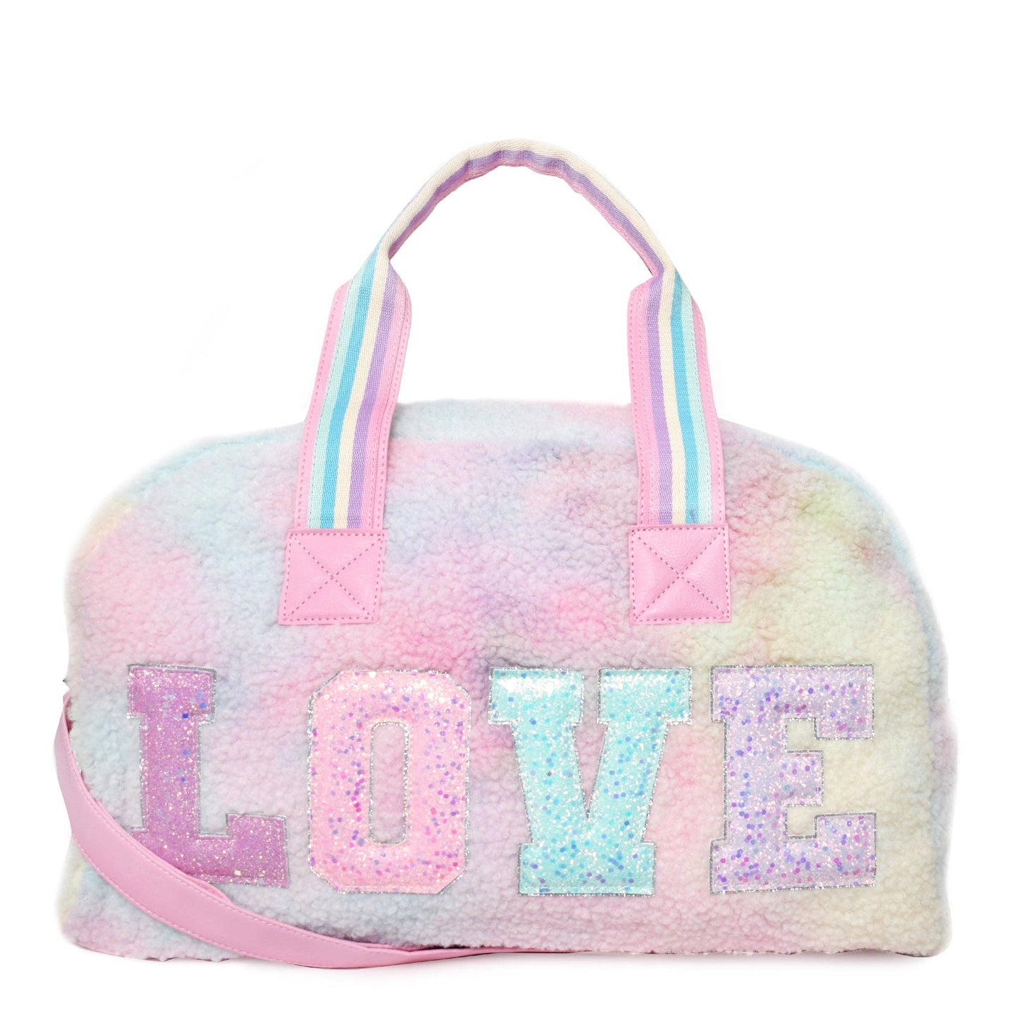 OMG Accessories - 'Love' Tie-Dye Sherpa Large Duffle Bag